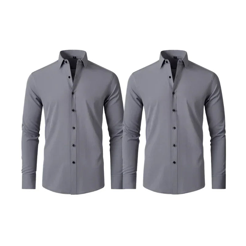 COMPRE 1 LEVE 2 | Camisa Social Ultra Elastech Anti amassados + Relogio de Brinde