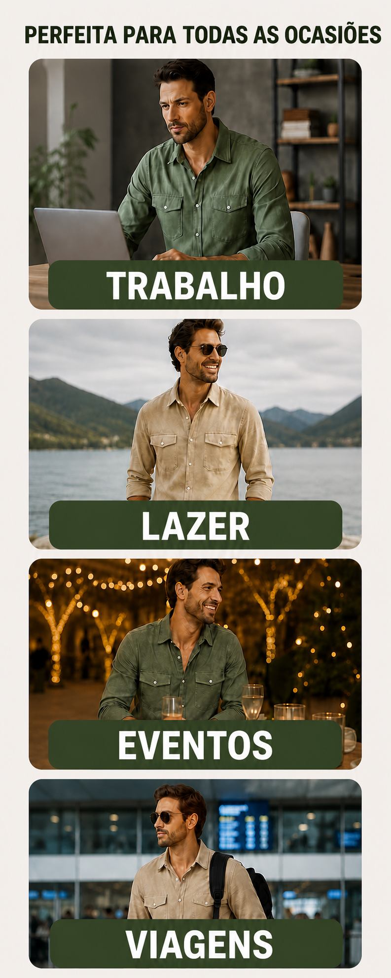 Pague 1 Leve 2 | Camisa masculina safari