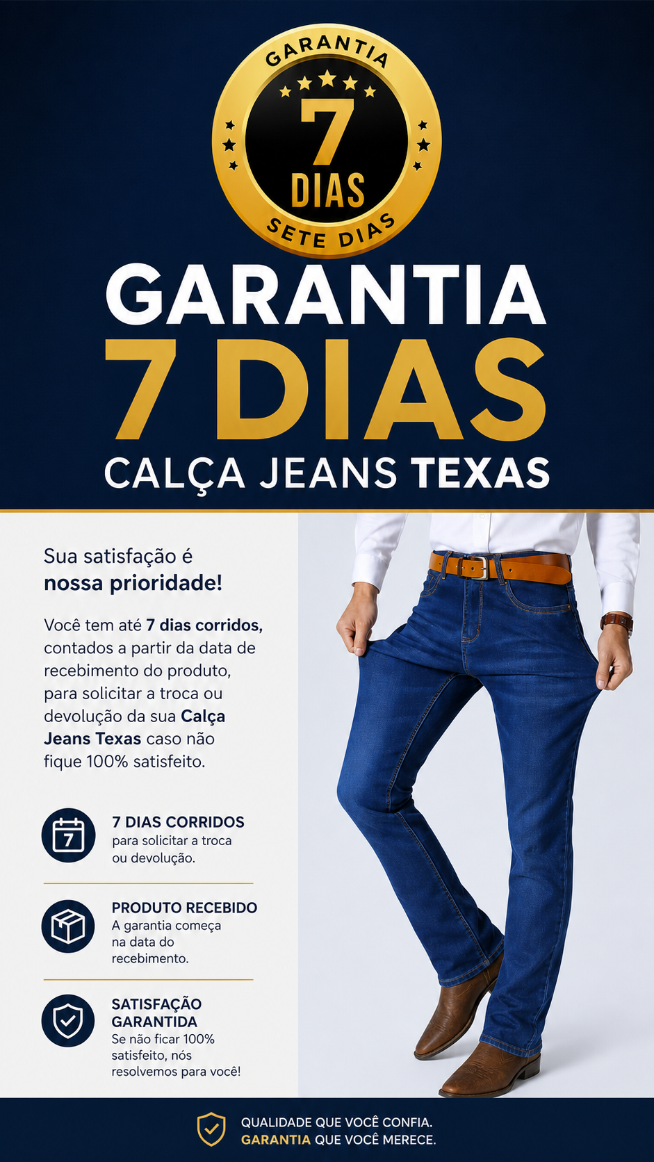 Pague 1 Leve 2 | Calça Jeans® texas + Brinde Cinto Masculino