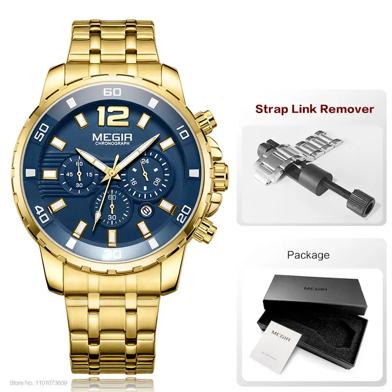 Pague 1 Leve 2 | Relogio masculino megia Gold