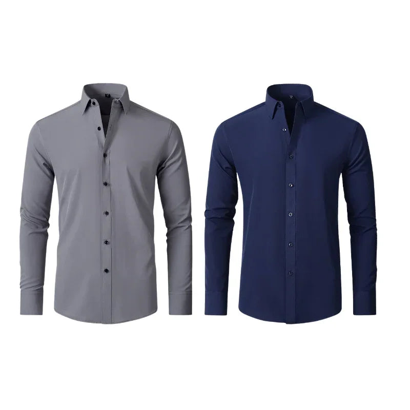 COMPRE 1 LEVE 2 | Camisa Social Ultra Elastech Anti amassados + Relogio de Brinde