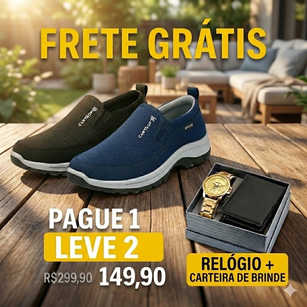 Pague 1 Leve 2 - Sapatênis Sport Comfort + Brinde Carteira e Relogio