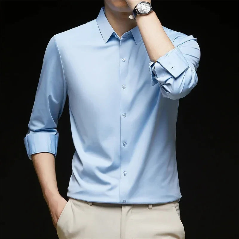 Camisa Elastech Social Anti Amassados + Brinde Relogio Social