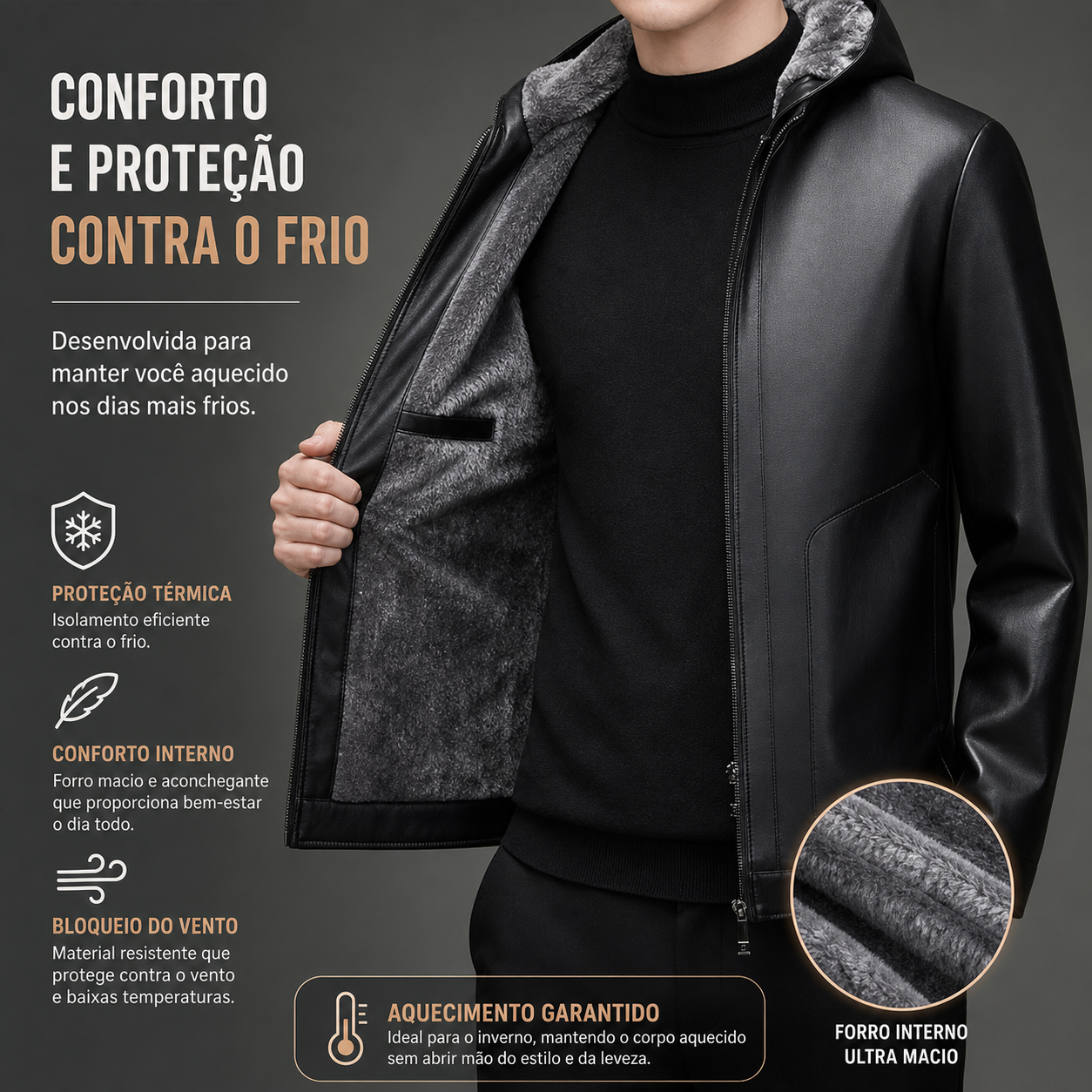 Jaqueta de couro masculina alpha prime