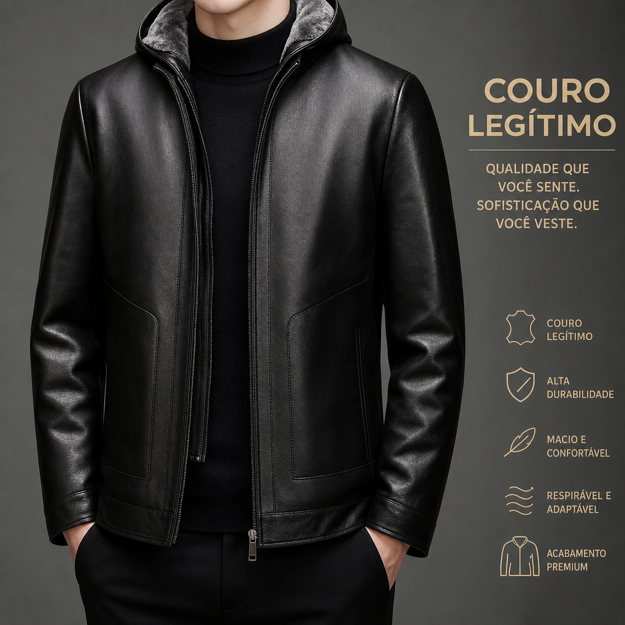 Jaqueta de couro masculina alpha prime