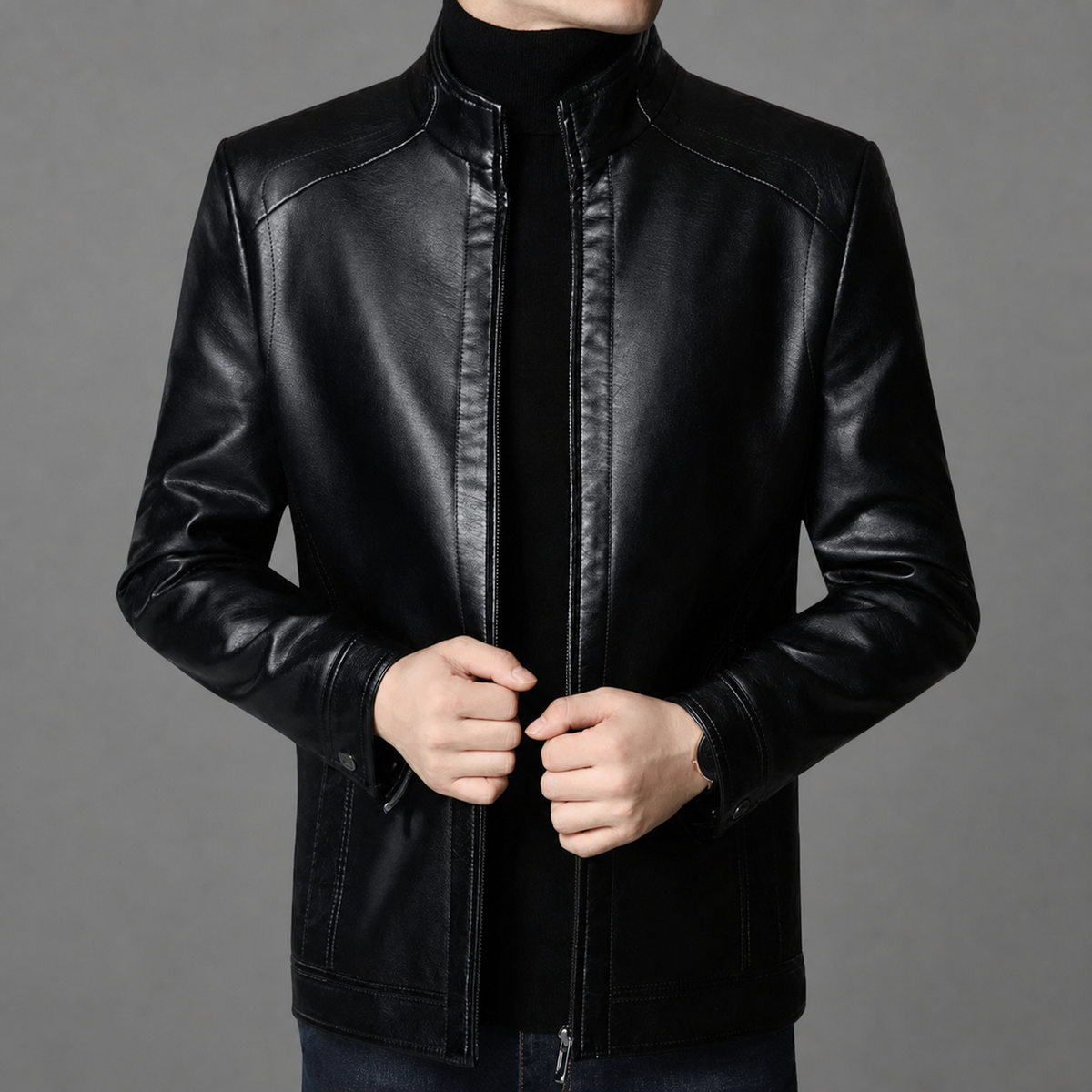 Jaqueta de Couro Masculina Europa