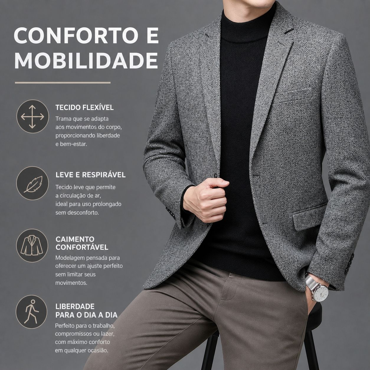 Blazer de Lã Masculino - Thomas Shaner™