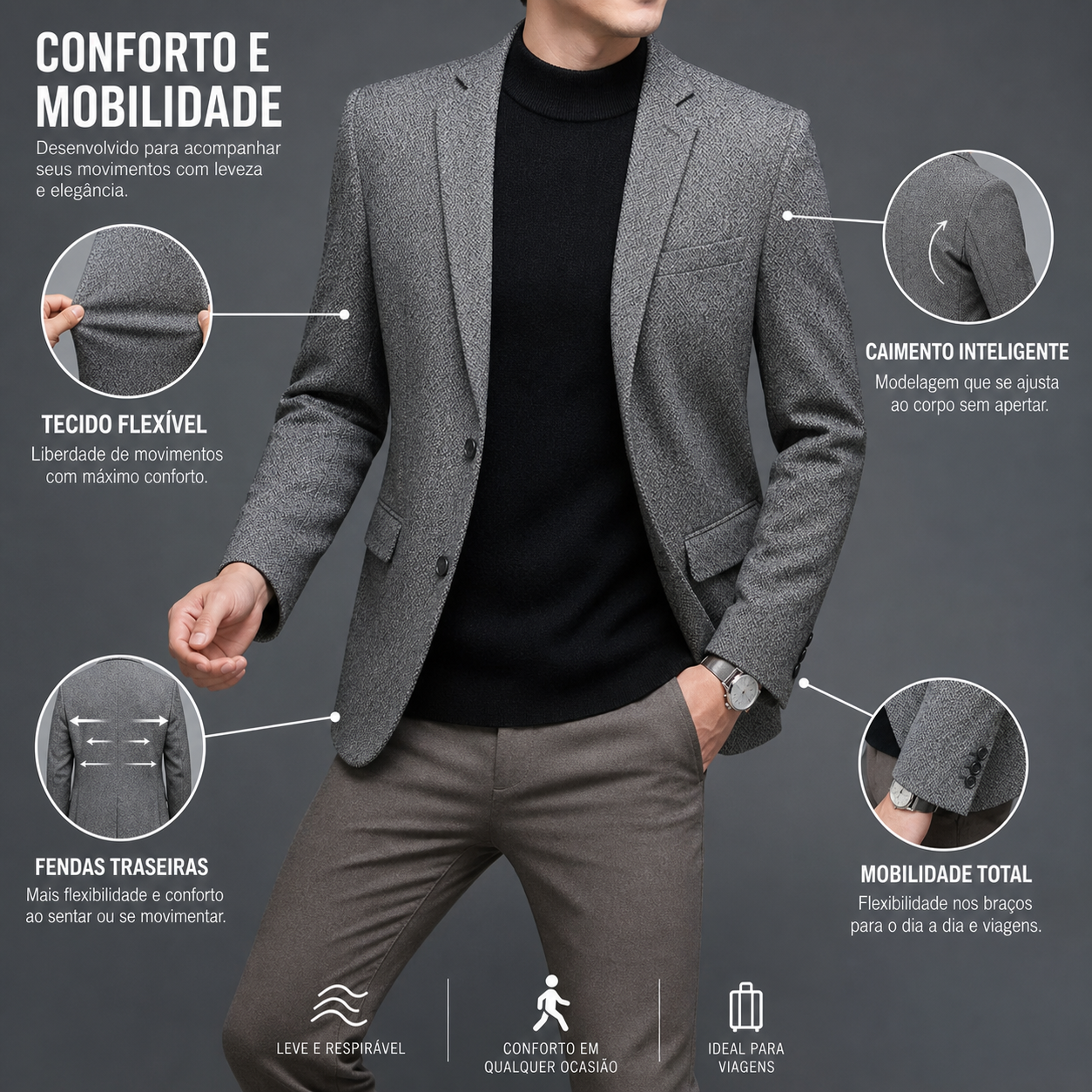 Blazer de Lã Masculino - Thomas Shaner™
