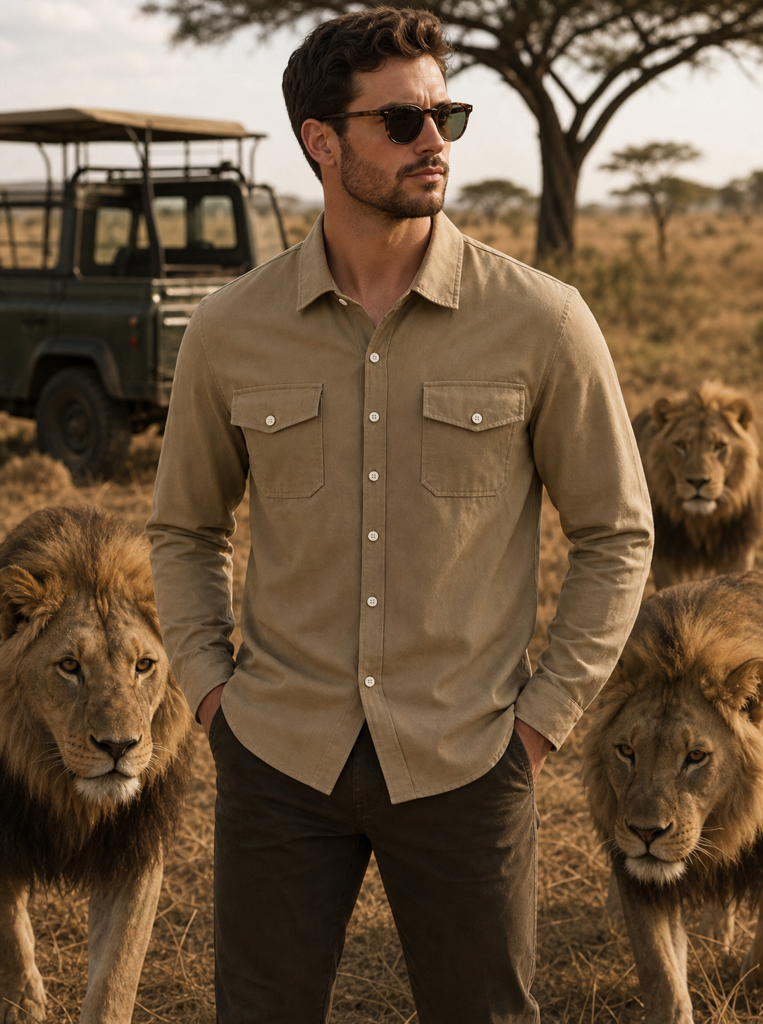 Camisa masculina safari