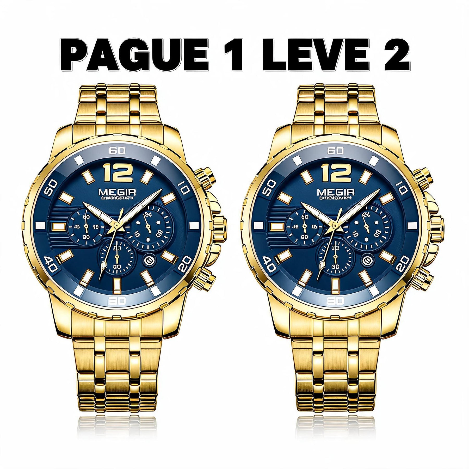 Pague 1 Leve 2 | Relogio masculino megir Gold