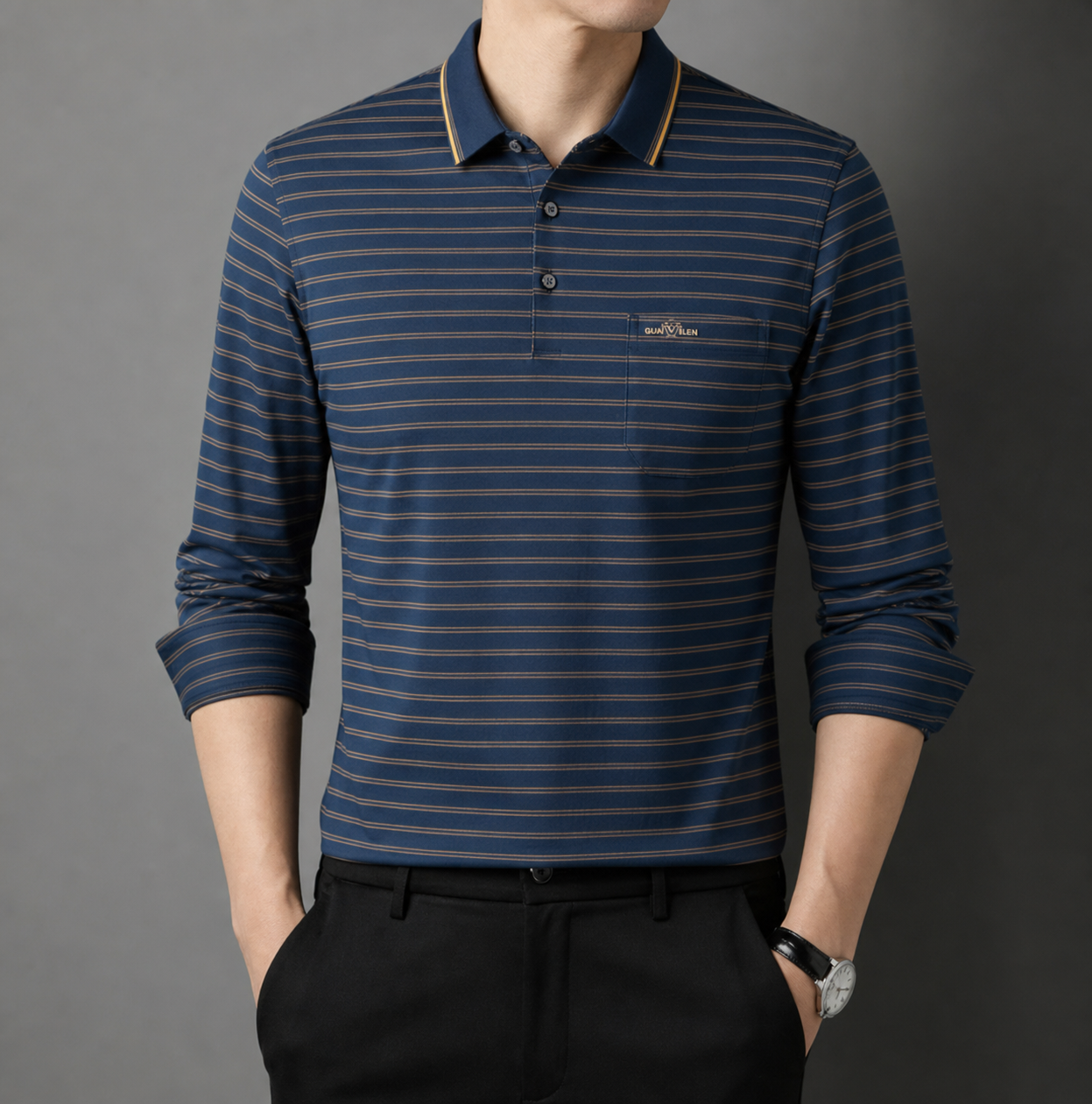 Camisa Polo Manga Longa Elite Royal