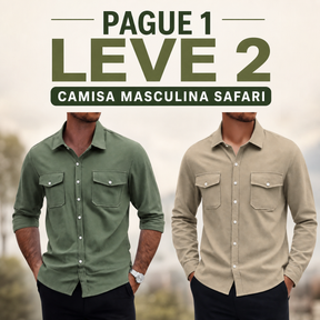 Pague 1 Leve 2 | Camisa masculina safari
