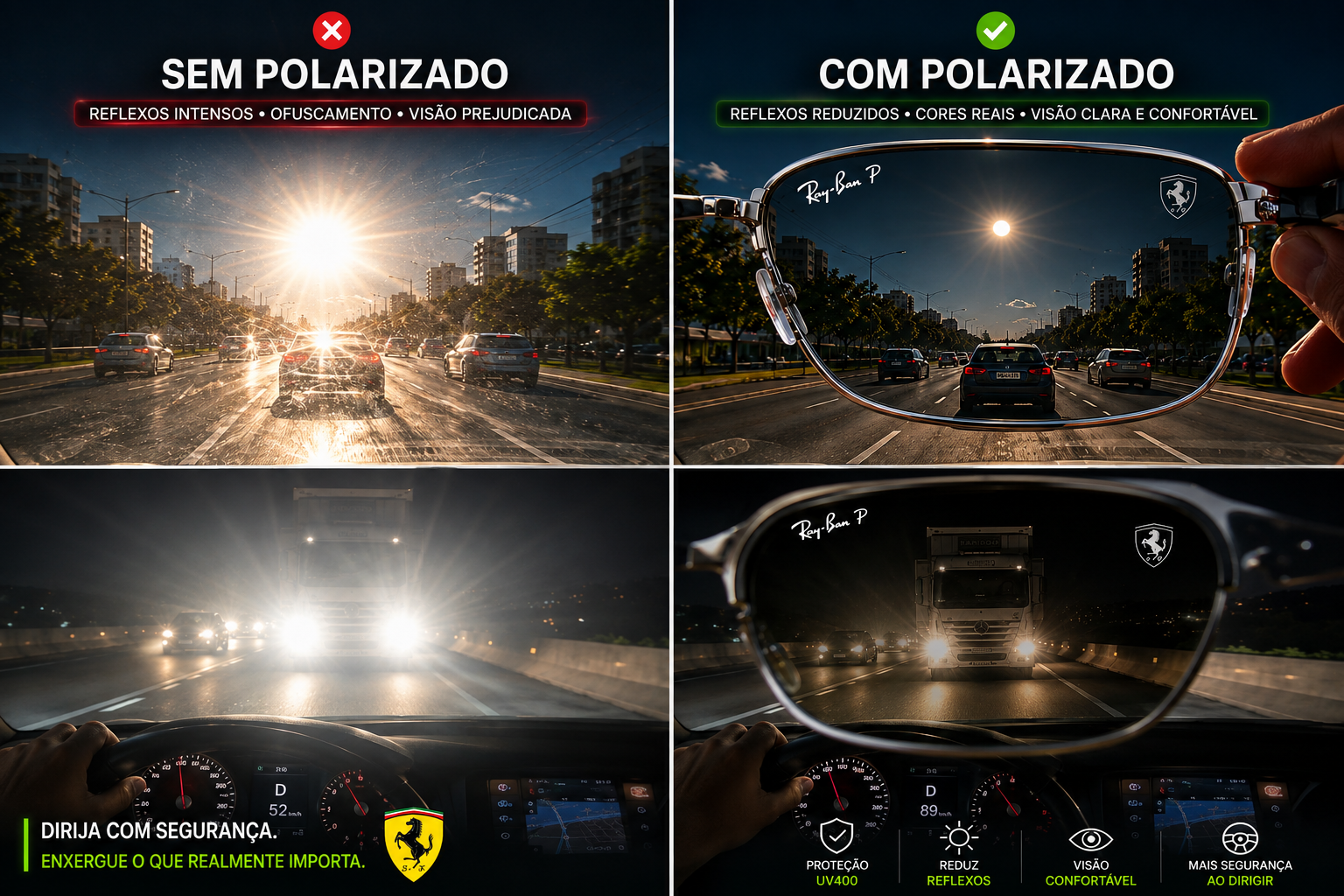 Óculos De Sol Ray-Ban Ferrari AVIADOR - Novo modelo - COM 1 ANO DE GARANTIA
