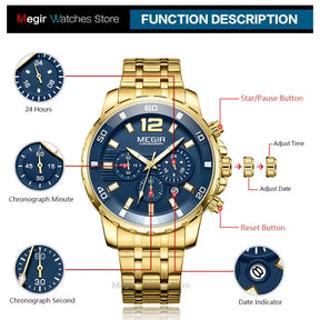 Pague 1 Leve 2 | Relogio masculino megia Gold