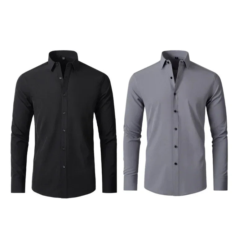 COMPRE 1 LEVE 2 | Camisa Social Ultra Elastech Anti amassados + Relogio de Brinde