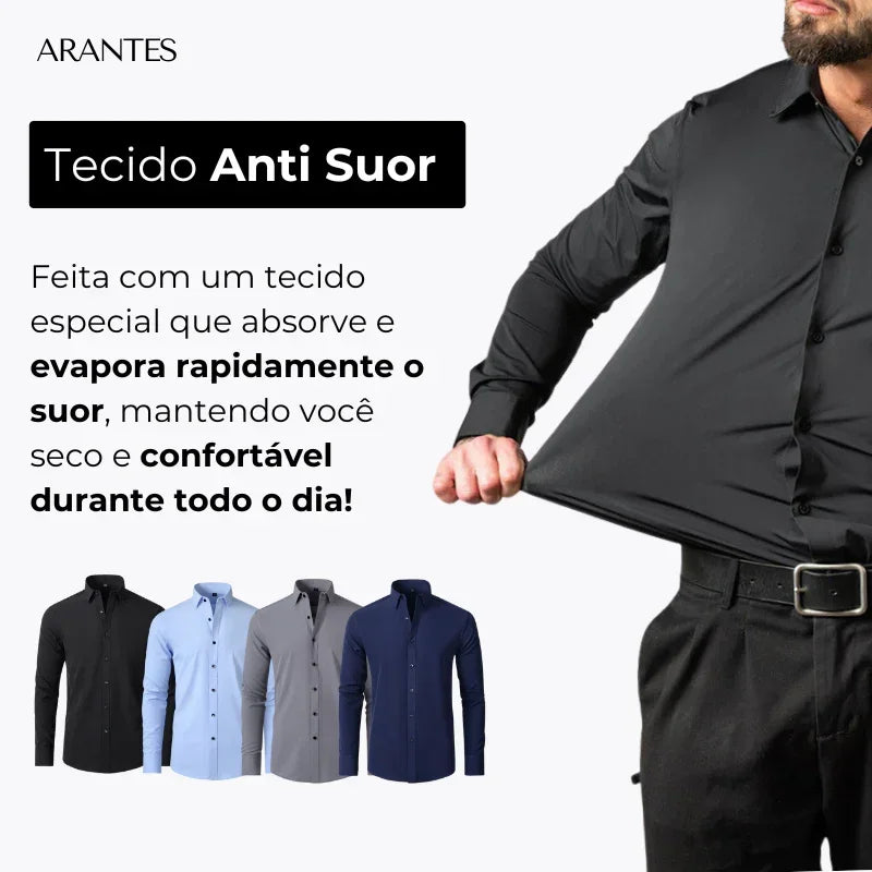 PAGUE 1 LEVE 3 | Camisa Social Ultra Elastech Anti amassados + Relogio de Brinde