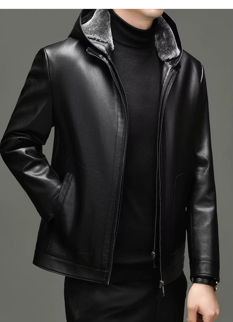Jaqueta de couro masculina alpha prime