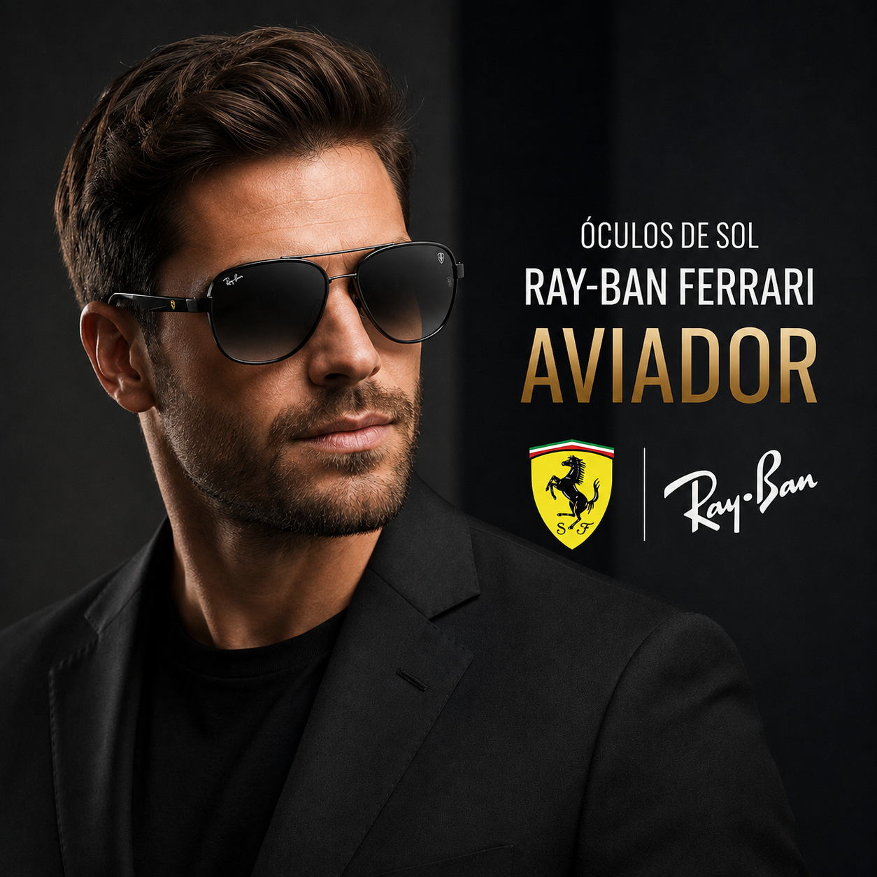 Óculos De Sol Ray-Ban Ferrari AVIADOR - Novo modelo - COM 1 ANO DE GARANTIA