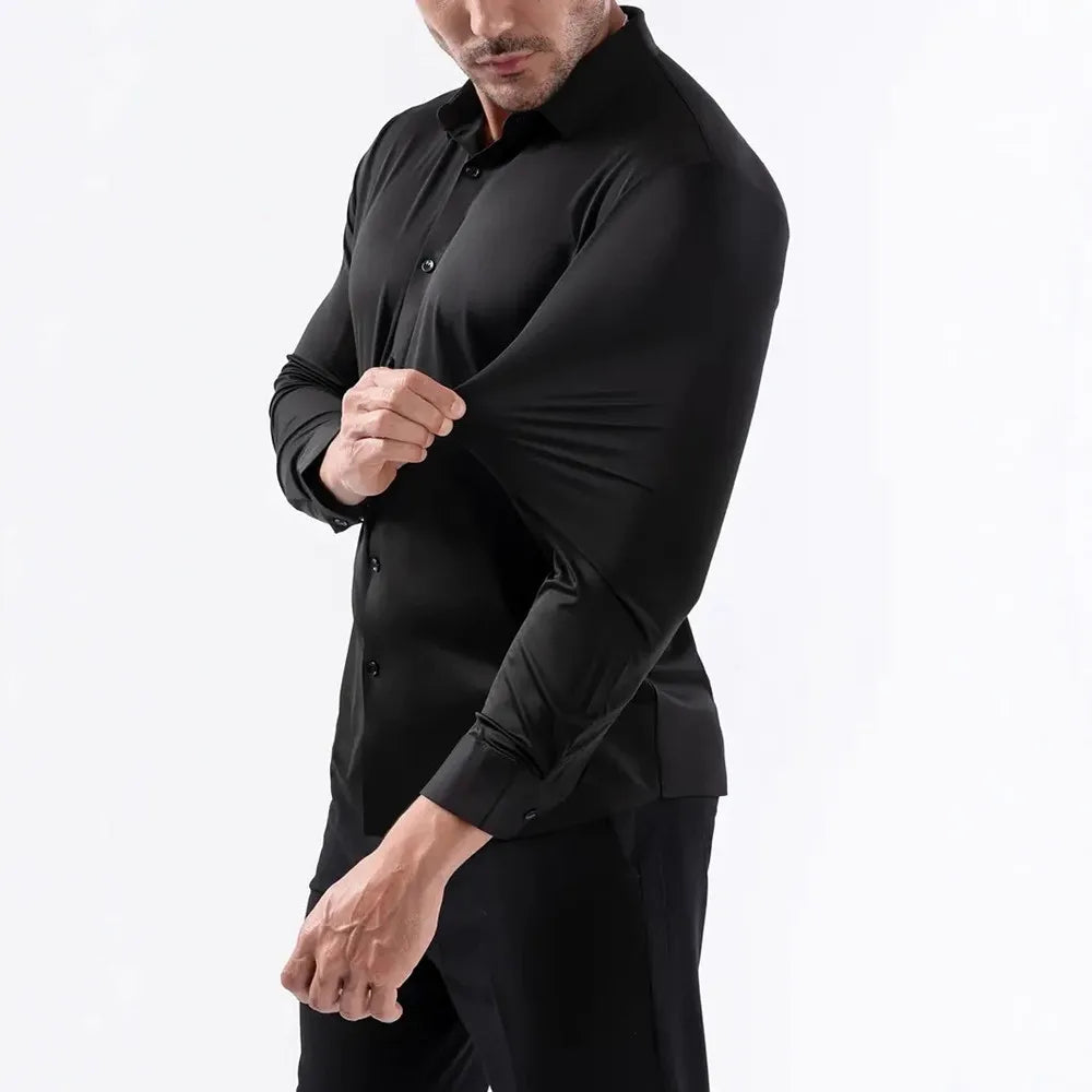Camisa Elastech Social Anti Amassados + Brinde Relogio Social