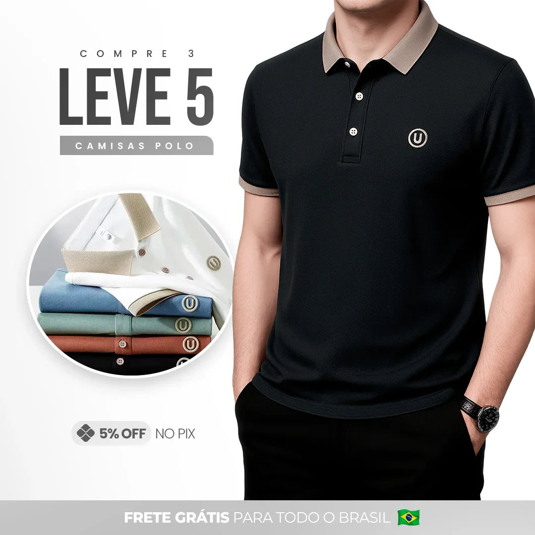 Camisas gola polo em Tecido Premium |COMPRE 3 & LEVE 5