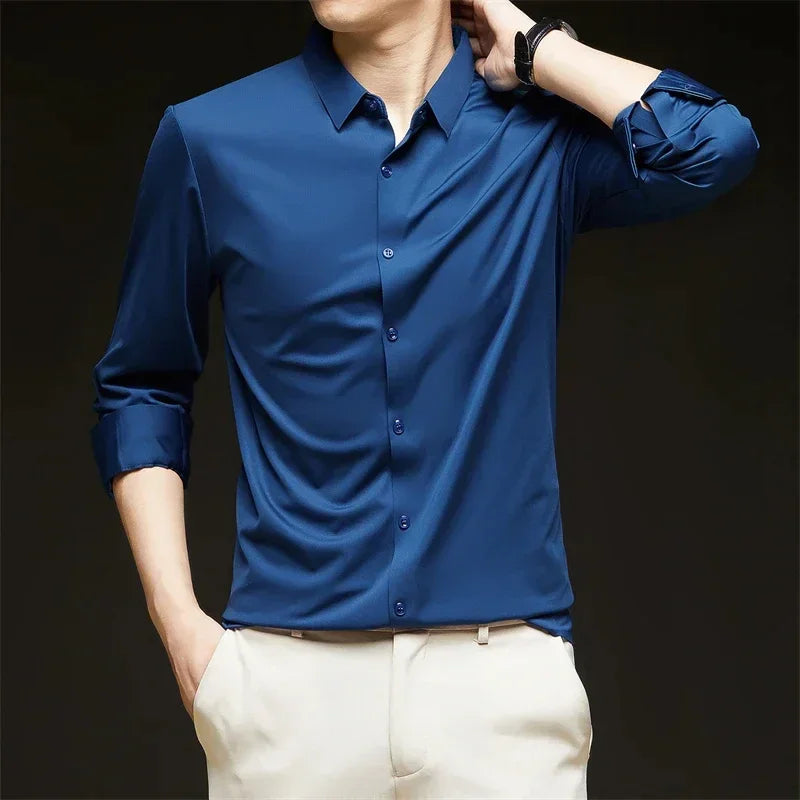 Camisa Elastech Social Anti Amassados + Brinde Relogio Social