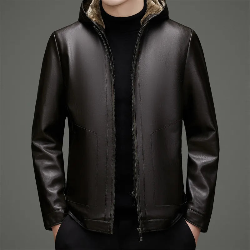 Jaqueta de couro masculina alpha prime