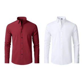 COMPRE 1 LEVE 2 | Camisa Social Ultra Elastech Anti amassados + Relogio de Brinde
